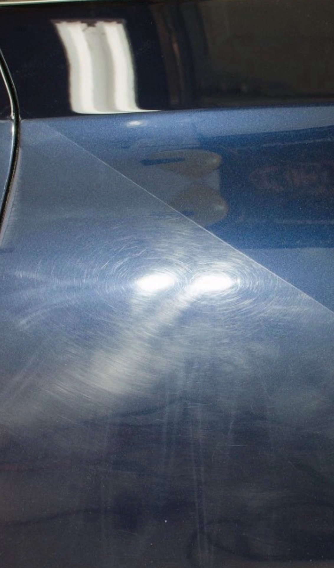 Paint correction — before and after showing swirl removal
